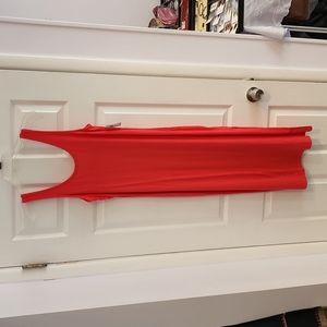 Old Navy Coral/Red Sleeveless Cotton Ribbed Dress